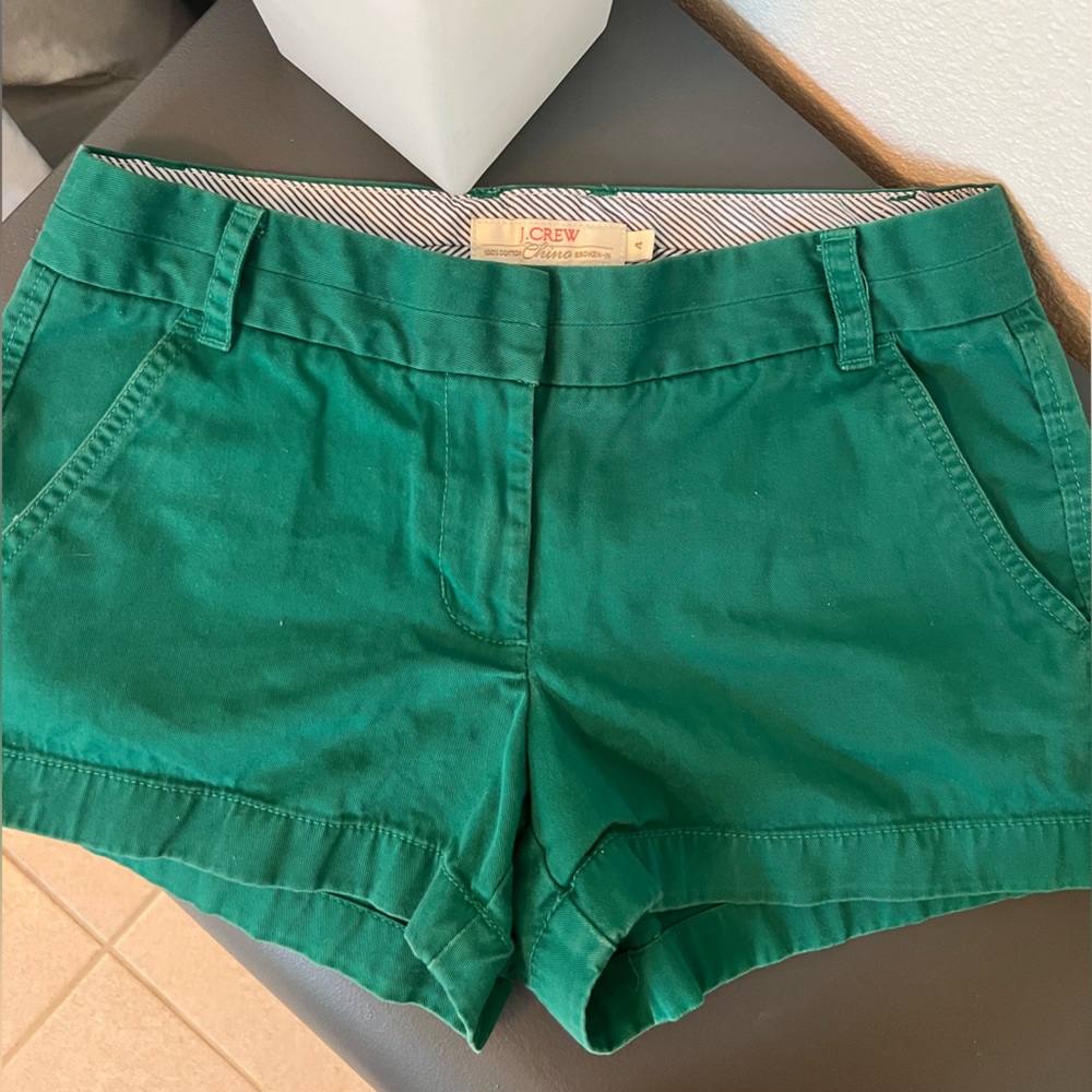 J.Crew broken-in chino shorts, green, size 4